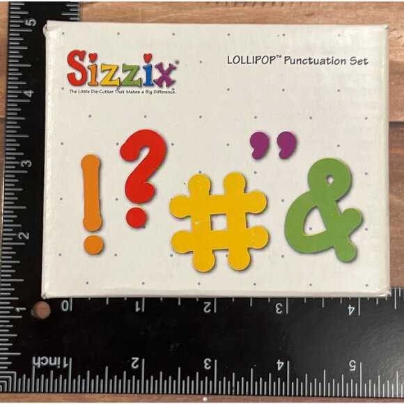 RARE NEW RETIRED Sizzix Lollipop Punctuation Set With 5 Dies Boxed 38-1043 - Picture 3 of 3